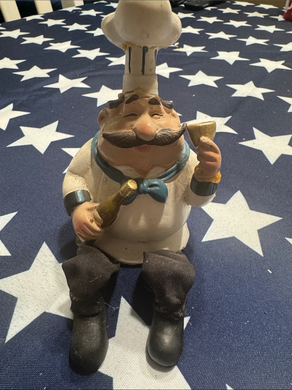 Chef Figurine Decorative Accent in White and Blue